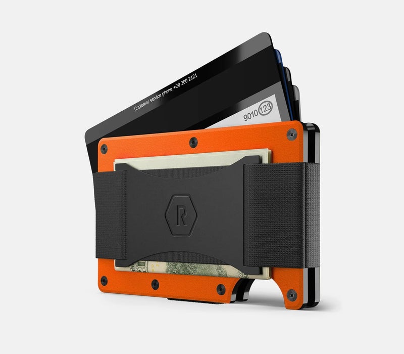 The Ridge محفظة ريدج للرجال - محفظة مدمجة نحيفة وعصرية وحامل بطاقات، محفظة جيب أمامية محمية من RFID للرجال مع حزام نقدي مدمج (برتقالي بيسكامب) - Image 2